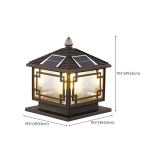 Chinese Black Pavilion Square Outdoor Solar Post Light Zawala Image - 14