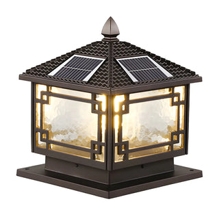 Chinese Black Pavilion Square Outdoor Solar Post Light Zawala Image - 5