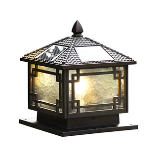 Chinese Black Pavilion Square Outdoor Solar Post Light Zawala Image - 6