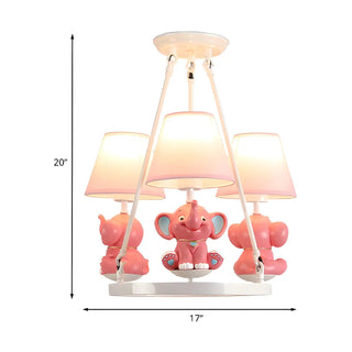 Elephant Round Fabric Resin Kids Room Pink Chandelier Zawala #size