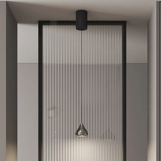 Modern Geometric Ceiling Light with Ink/Silver Aluminum Shade, LED & Incandescent/Fluorescent, Cord Mount Zawala Image - 1