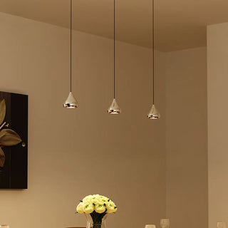 Modern Geometric Ceiling Light with Ink/Silver Aluminum Shade, LED & Incandescent/Fluorescent, Cord Mount Zawala Image - 3