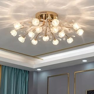 ZOWALA - Large Multi-Globe Gold Semi-Flush Mount Light 15-Light Image - 1