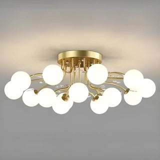 ZOWALA - Large Multi-Globe Gold Semi-Flush Mount Light 15-Light Image - 10