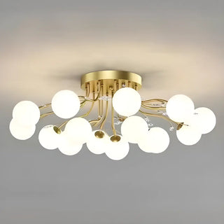 ZOWALA - Large Multi-Globe Gold Semi-Flush Mount Light 15-Light Image - 11