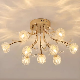 ZOWALA - Large Multi-Globe Gold Semi-Flush Mount Light 15-Light Image - 12