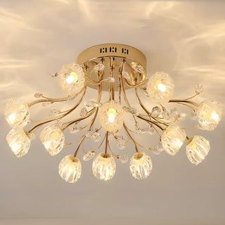 ZOWALA - Large Multi-Globe Gold Semi-Flush Mount Light 15-Light Image - 13