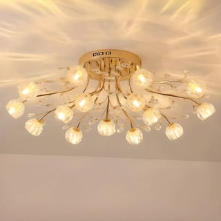 ZOWALA - Large Multi-Globe Gold Semi-Flush Mount Light 15-Light Image - 14
