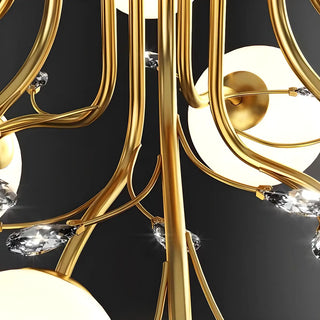 ZOWALA - Large Multi-Globe Gold Semi-Flush Mount Light 15-Light Image - 15