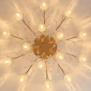 ZOWALA - Large Multi-Globe Gold Semi-Flush Mount Light 15-Light Image - 19