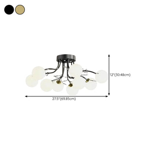 ZOWALA - Large Multi-Globe Gold Semi-Flush Mount Light 15-Light #size