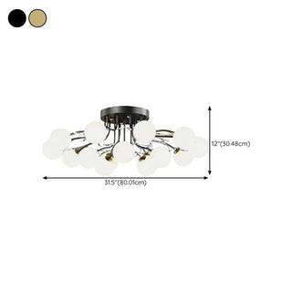 ZOWALA - Large Multi-Globe Gold Semi-Flush Mount Light 15-Light Image - 21