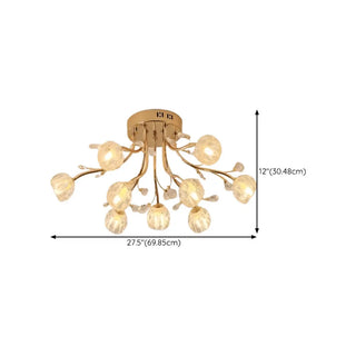 ZOWALA - Large Multi-Globe Gold Semi-Flush Mount Light 15-Light Image - 23