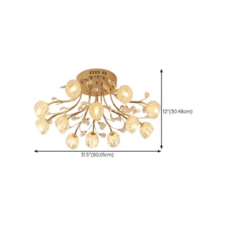 ZOWALA - Large Multi-Globe Gold Semi-Flush Mount Light 15-Light Image - 24