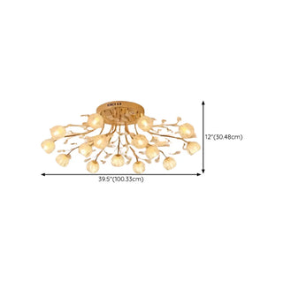 ZOWALA - Large Multi-Globe Gold Semi-Flush Mount Light 15-Light Image - 25