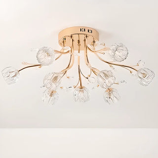 ZOWALA - Large Multi-Globe Gold Semi-Flush Mount Light 15-Light Image - 5