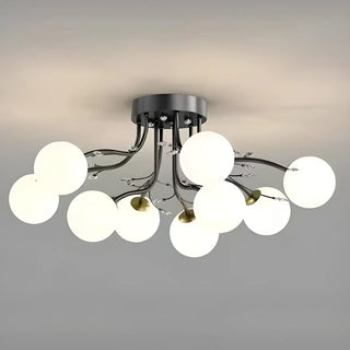 ZOWALA - Large Multi-Globe Gold Semi-Flush Mount Light 15-Light Image - 6