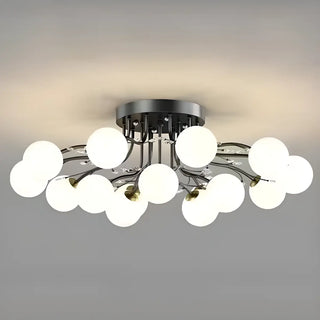 ZOWALA - Large Multi-Globe Gold Semi-Flush Mount Light 15-Light Image - 7