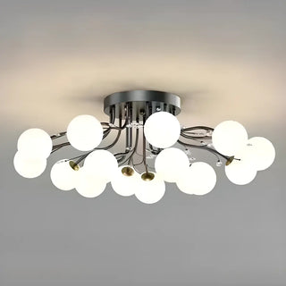 ZOWALA - Large Multi-Globe Gold Semi-Flush Mount Light 15-Light Image - 8