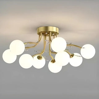 ZOWALA - Large Multi-Globe Gold Semi-Flush Mount Light 15-Light Image - 9