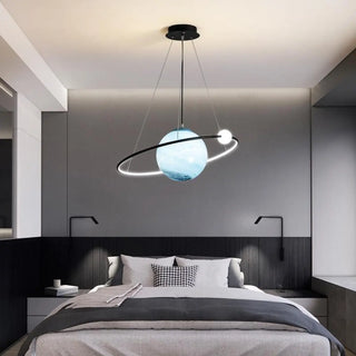 Blue Planet Circle Glass 2-Light Bedroom Chandelier Image - 2