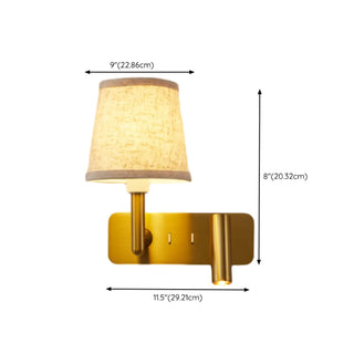 ZOWALA - Adjustable Gold Wall Sconce with Fabric Shade #size