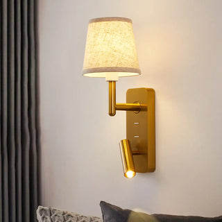 ZOWALA - Adjustable Gold Wall Sconce with Fabric Shade Image - 3