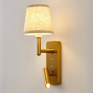 ZOWALA - Adjustable Gold Wall Sconce with Fabric Shade Image - 6