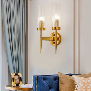 Modern Gold Cylinder Transparent Glass Wall Sconce Zawala Image - 1