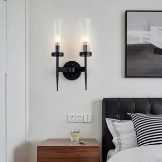 Modern Gold Cylinder Transparent Glass Wall Sconce Zawala Image - 2