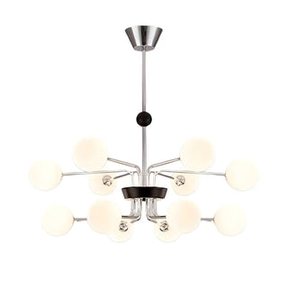 ZOWALA - 2 Tiers Globe Glass Chrome Branch Chandelier Image - 16