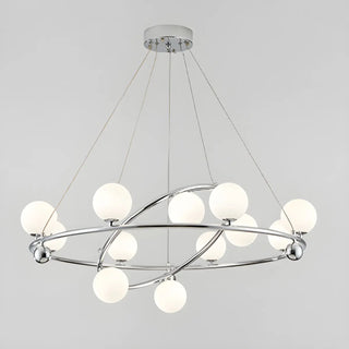 ZOWALA - 2 Tiers Globe Glass Chrome Branch Chandelier Image - 9
