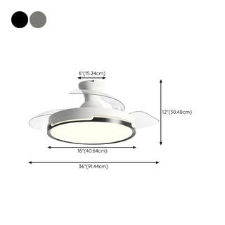 ZOWALA - 3 Clear Blade Round Dimming Ceiling Fan with LED Light #size