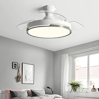 ZOWALA - 3 Clear Blade Round Dimming Ceiling Fan with LED Light Image - 2
