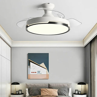 ZOWALA - 3 Clear Blade Round Dimming Ceiling Fan with LED Light Image - 3