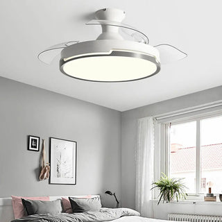 ZOWALA - 3 Clear Blade Round Dimming Ceiling Fan with LED Light Image - 4