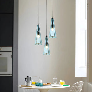 ZOWALA - Modern Blue Glass Cone Dining Room Pendant Light Image - 1