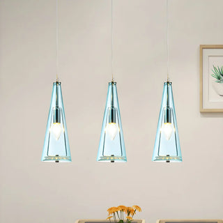 ZOWALA - Modern Blue Glass Cone Dining Room Pendant Light Image - 10