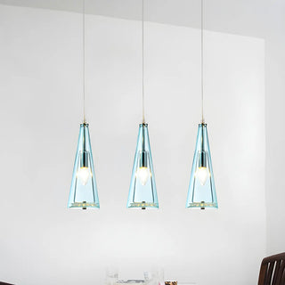 ZOWALA - Modern Blue Glass Cone Dining Room Pendant Light Image - 11