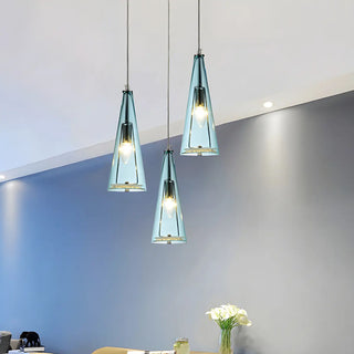 ZOWALA - Modern Blue Glass Cone Dining Room Pendant Light Image - 12