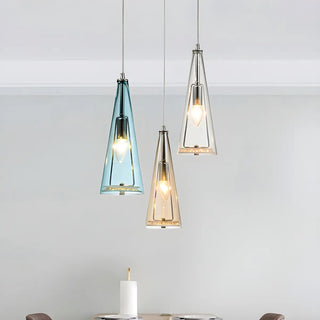 ZOWALA - Modern Blue Glass Cone Dining Room Pendant Light Image - 14