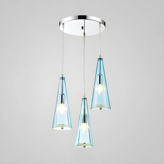 ZOWALA - Modern Blue Glass Cone Dining Room Pendant Light Image - 15