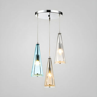 ZOWALA - Modern Blue Glass Cone Dining Room Pendant Light Image - 18