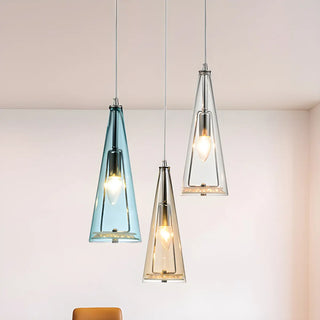 ZOWALA - Modern Blue Glass Cone Dining Room Pendant Light Image - 19