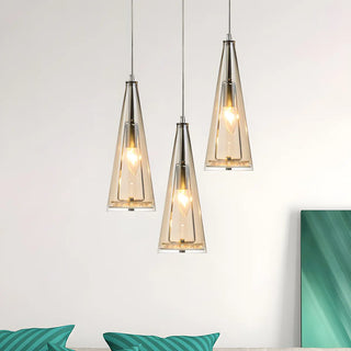 ZOWALA - Modern Blue Glass Cone Dining Room Pendant Light Image - 2