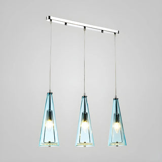 ZOWALA - Modern Blue Glass Cone Dining Room Pendant Light Image - 20