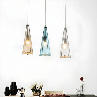 ZOWALA - Modern Blue Glass Cone Dining Room Pendant Light Image - 24