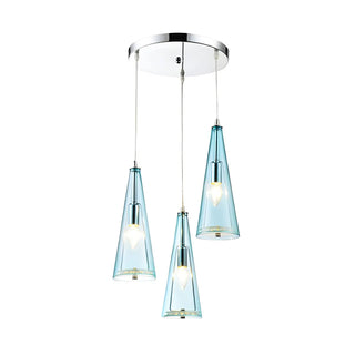 ZOWALA - Modern Blue Glass Cone Dining Room Pendant Light Image - 25