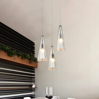 ZOWALA - Modern Blue Glass Cone Dining Room Pendant Light Image - 3