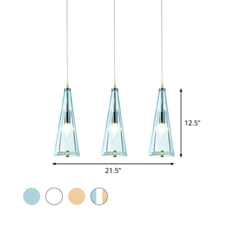 ZOWALA - Modern Blue Glass Cone Dining Room Pendant Light #size